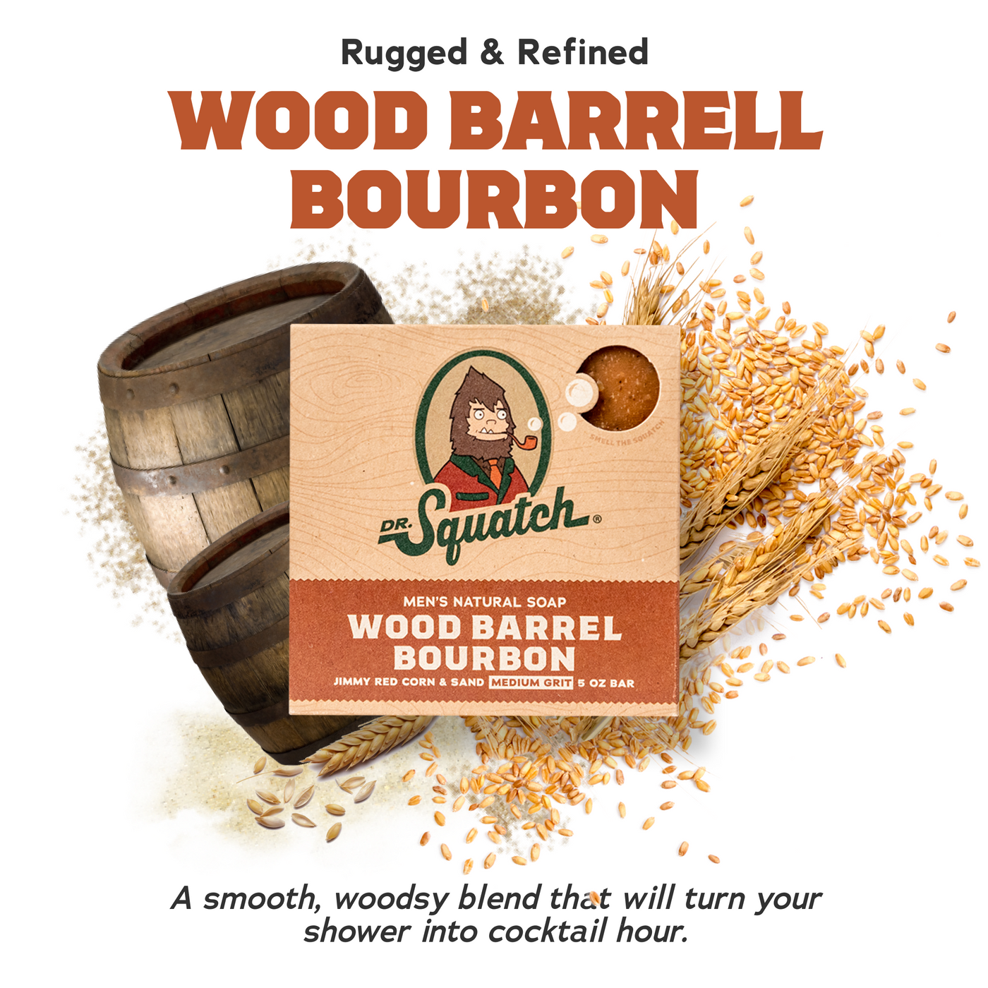 4-Pack Wood Barrel Bourbon Natural Bar Soap T4