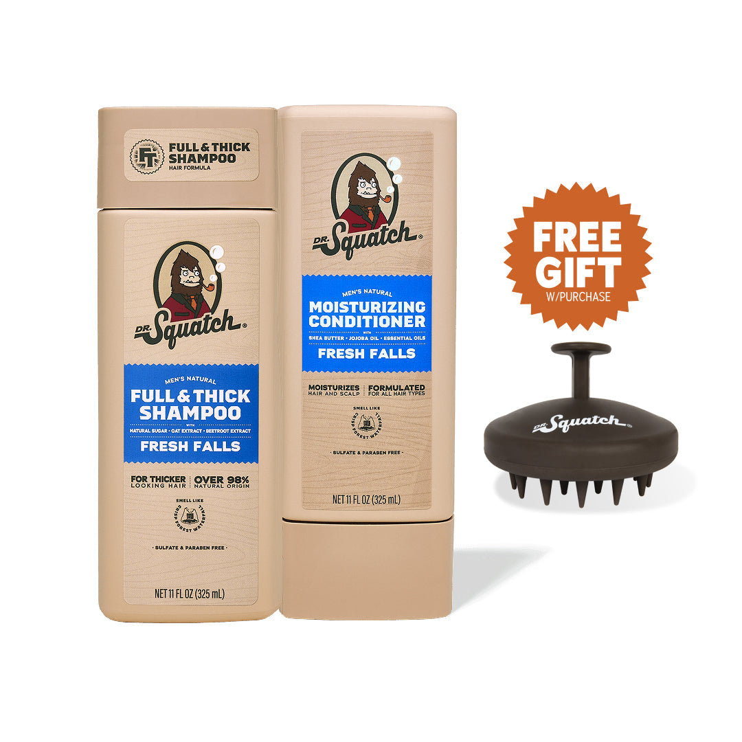 Hair Care Kit + Free Scalp Scrubber | Full & Thick Shampoo | Moisturizing Conditioner | Natural Products for Men F1