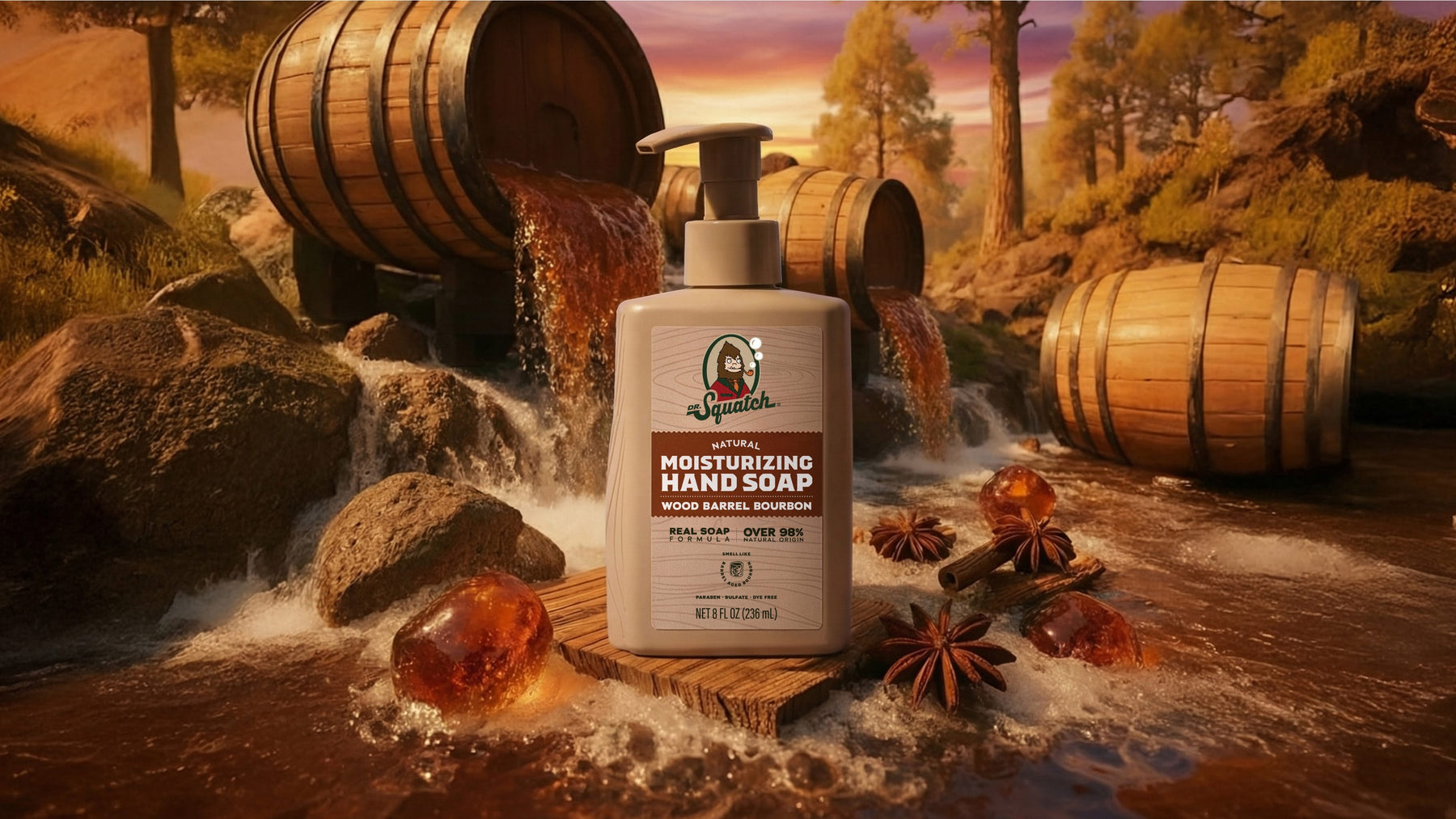 Wood Barrel Bourbon Hand Soap H2