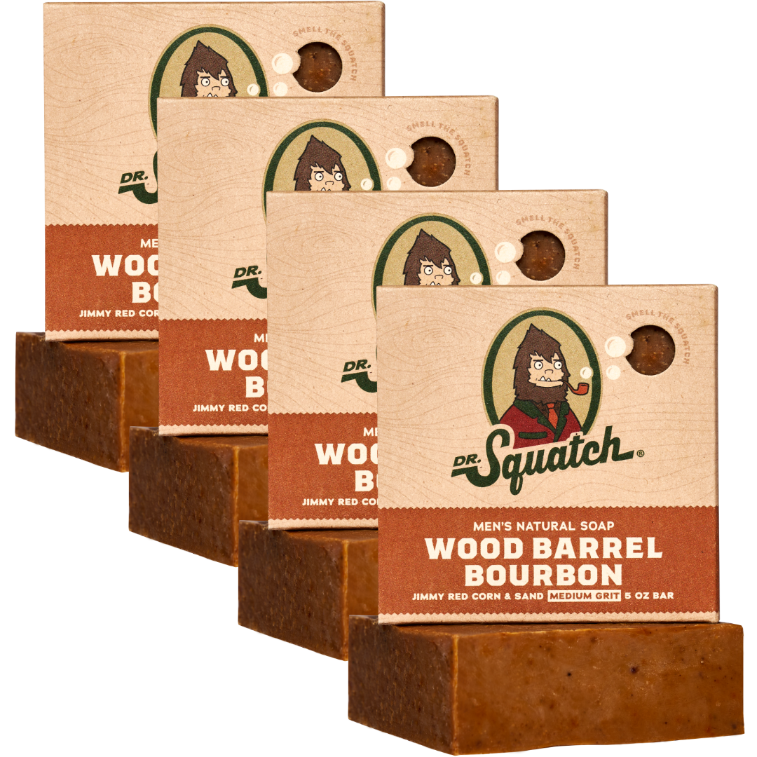 4-Pack Wood Barrel Bourbon Natural Bar Soap T4